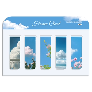 Heaven Cloudy magnetic bookmark set featuring 5 pieces of blue sky and nature landscape
