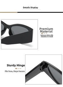 Close-up of sturdy metal hinge and size marking 8-145 on thick cat eye sunglasses
