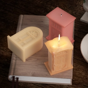 European vintage castle architecture scented candles set on a book for home decor