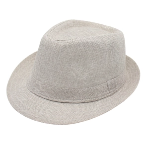 Classic light gray woven straw Trilby fedora hat for beach and dance performances