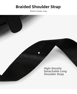 Detail of high-density woven adjustable shoulder strap for black fashion backpack