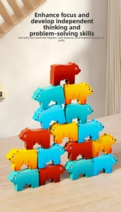 Detail of colorful bear stacking blocks for children's focus and motor skill training