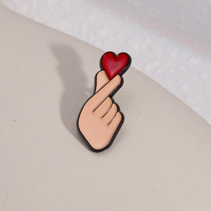 Creative heart finger gesture enamel pin badge for clothes and bag accessory