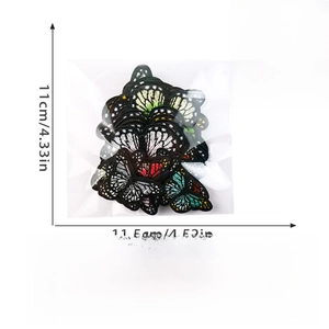 Detailed view of 20pcs colorful butterfly embroidery patches with size measurements