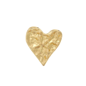 Vintage irregular pleated heart brooch in gold metal with a luxury textured finish