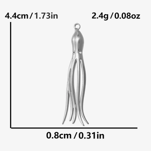 Detailed view of 304 stainless steel octopus pendant showing 4.4cm height dimensions