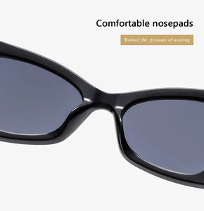 Detail of comfortable integrated nosepads on butterfly sunglasses for pressure relief