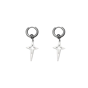Moderni orecchini a stella in argento con design a cerchio lucido e minimalista