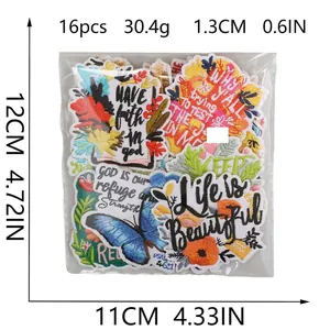 Set of 16 religious embroidery patches with motivational quotes for clothes decoration