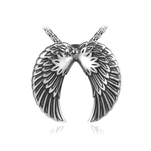 Punk Angel Wings Pendant Necklace For Men Women Stainless Steel Chain Vintage Animal Skull Dragon Goth Jewelry Daily Party Gift