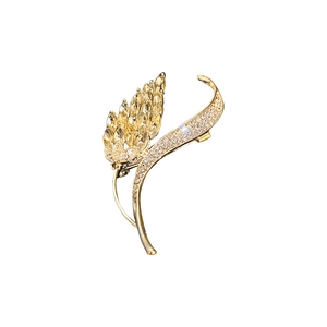 Élégante broche d'épi de blé doré avec strass jaunes et transparents pour femme