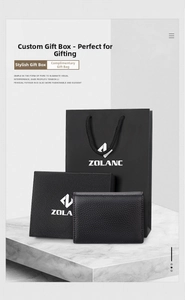 Genuine leather business card holder set with branded gift box and matching carrier bag