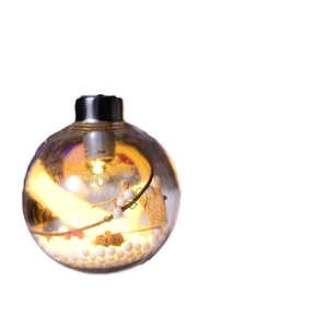 8cm transparent LED Christmas ball with warm light and white foam snow ornaments
