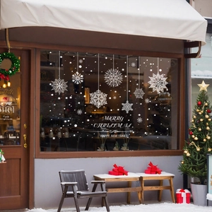 Christmas Window Stickers Snowflake Merry Christmas Pattern Static Cling PVC Reusable Glass Door Decoration Xmas Decor