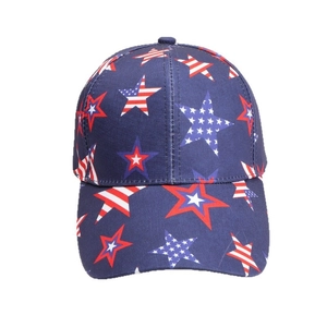 Navy blue baseball cap featuring American flag stars and stripes pattern design