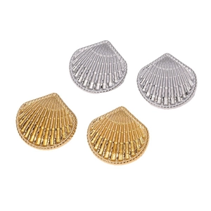 Minimalist 18k gold and silver stainless steel fan-shaped shell stud earrings for women