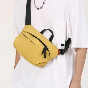Minimalist large capacity yellow crossbody chest bag made of durable nylon material