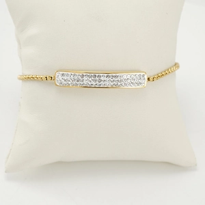 Adjustable 18K gold plated stainless steel bracelet with sparkling micro-pave crystals