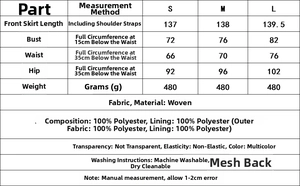 Guide des tailles détaillé et composition matière pour robe longue en dentelle S-L