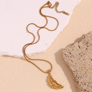 18K gold plated croissant pendant on a sleek snake chain necklace for women