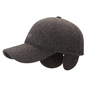 Deep brown winter baseball cap for men with ear flaps and warm fleece lining