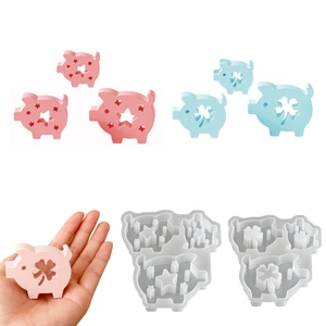 Silicone Mold Cute Pig Shape Star Clover Pattern DIY Handmade Resin Plaster Wax Cake Chocolate Craft Home Decor