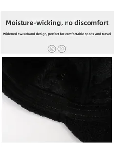 Detail of moisture-wicking widened sweatband and breathable fabric inside the thermal hat