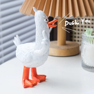 Divertente statuetta anatra Duck You in resina decorazione creativa da scrivania