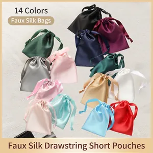 Satin Drawstring Pouch Bag Simulated Satin Gift Packaging Small Jewelry Storage Cosmetic Organizer Travel Mini