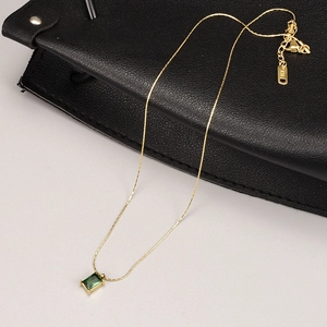 Rectangular Zircon Pendant Necklace Titanium Steel 18K Gold Plated Simple Elegant Versatile Jewelry For Women