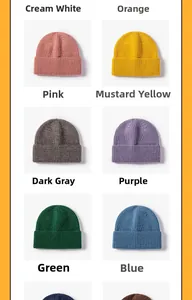 Detailed grid view showcasing a variety of colorful ribbed knit beanies for winter