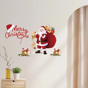 Christmas wall decal with Santa Claus and Merry Christmas text for home decoration