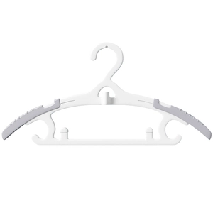Adjustable non-slip children clothes hanger in white and grey durable plastic