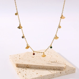 Evil Eye Pendant Necklace 18K Gold Plated Stainless Steel Multicolor Agate Zircon Boho Ins Style Jewelry For Women