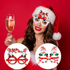 Christmas Party Glasses Frames Festive Santa Gnome Candy Cane Glitter Decoration For Holiday Celebration New Year Photo Props Unisex Accessory