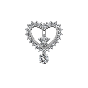 Silver heart and star navel ring with full diamond inlay and luxury polished finish