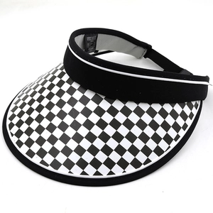 Checkerboard Pattern Open Top Sun Visor Hat UV Protection Breathable Summer Outdoor Sports Adjustable Cap For Women