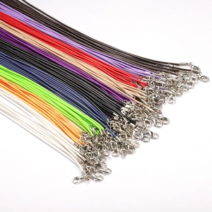 Colorful 1.5mm waxed cord necklaces with lobster clasp and adjustable metal chain extension