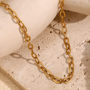 Minimalist Stainless Steel O-Chain Necklace For Women 18K Gold Plated Oval Link Chain Trendy Creative Daily Fashion Jewelry