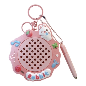 Cute pink rabbit magnetic drawing board keychain stress relief toy for school bags