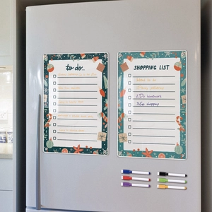 Magnetic acrylic weekly planner set for fridge with festive Christmas border and markers