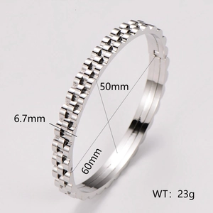 Silbernes 18K Manschettenarmband mit Jubilee-Struktur und Maßangaben für Damen