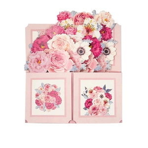 Creative 3D pop-up greeting card featuring elegant pink floral rose patterns for festivals