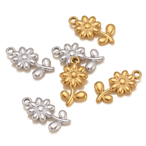 Ciondoli girasole creativi in acciaio inossidabile oro e argento per gioielli fai da te