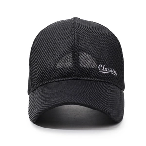 Men's breathable black mesh baseball cap with long brim and Classic embroidery