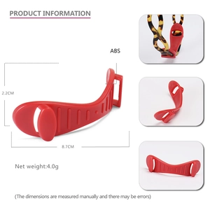 Stabilisateur de serre-tête en ABS rouge avec texture verticale et mesures précises