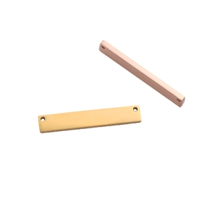 Polished gold and rose gold stainless steel rectangle connector charms with double holes