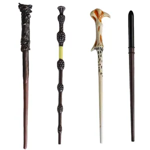 Plastic Wizard Magic Wand And Glasses Frame Vintage Wood Texture Costume Prop For Cosplay Halloween Party Accessories