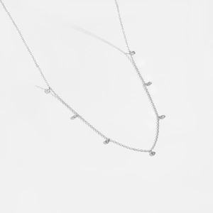 Elegant 925 sterling silver necklace with sparkling round zircon pendants on a fine chain