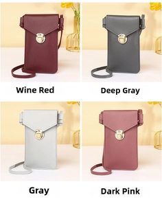 Vertical PU leather phone bags with touch screen display in four vintage colors